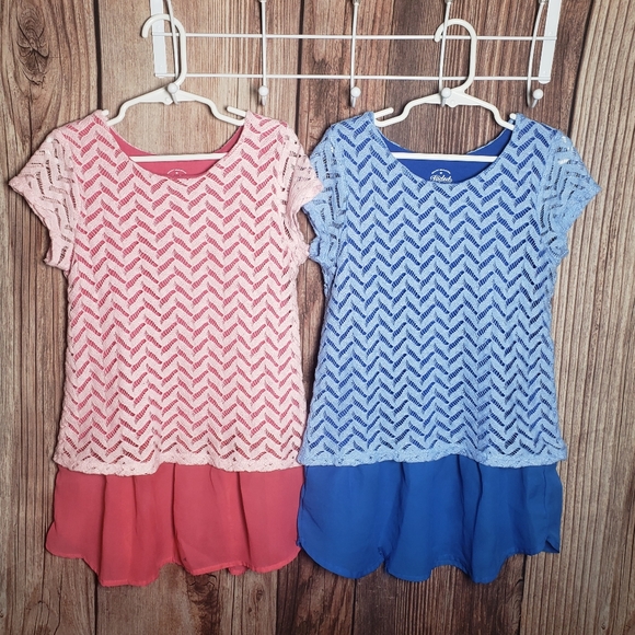 (032) *TWINS* Girls: 7/8 Faded Glory Tops- AB3 - Picture 1 of 9